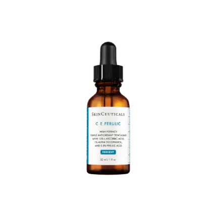 Ein Flaschchen mit einem Serum von SkinCeuticals, das als "HA Intensifier Multi-Glycan" bezeichnet wird. Es hat einen lila Farbton und einen Tropfverschluss.