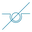 A simple blue icon featuring a circular shape with a diagonal line crossing through it.