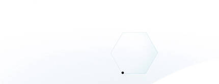 Ein weißer Hintergrund mit einer transparenten, sechseckigen Form, die sich leicht nach rechts verschiebt. Ein schwarzer Punkt befindet sich am unteren Rand der Form.